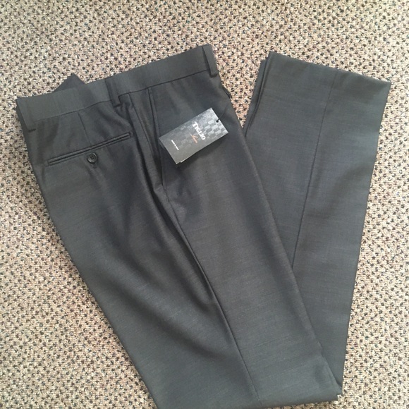 Tiglio gray dress pants waist 34 all wool super 150s biella Italy 03 - Picture 1 of 7